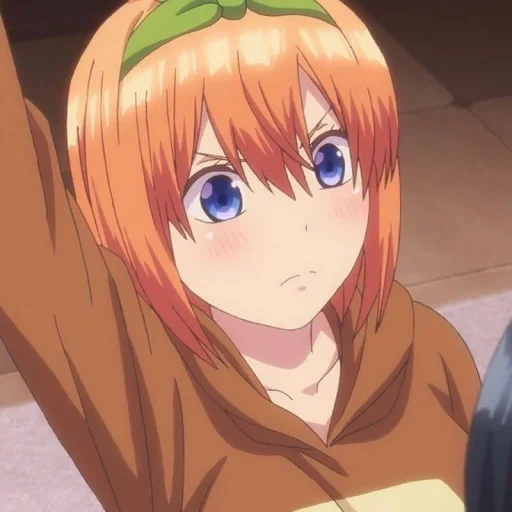 nakano yoba, anime girl, four leaves and five brides, 5 bride anime yotsuba, screenshot of nakano yoye sulking