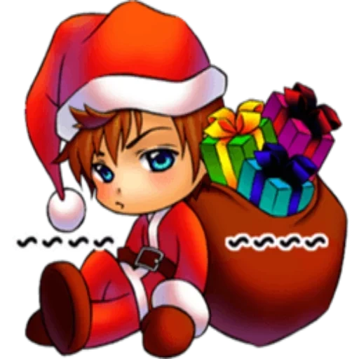 young, anime, personnages d'anime, santa claus anime chibi, nouvel an edgor anime