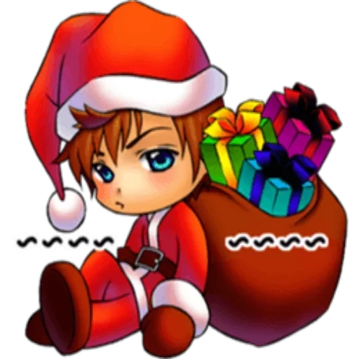 joven, anime, personajes de anime, santa anime chibi, anime de edgor de año nuevo