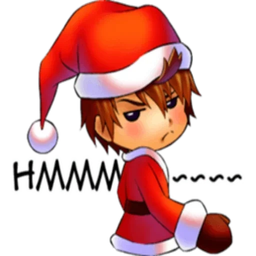 jovem, foto, santa anime chibi, anime edgor de ano novo