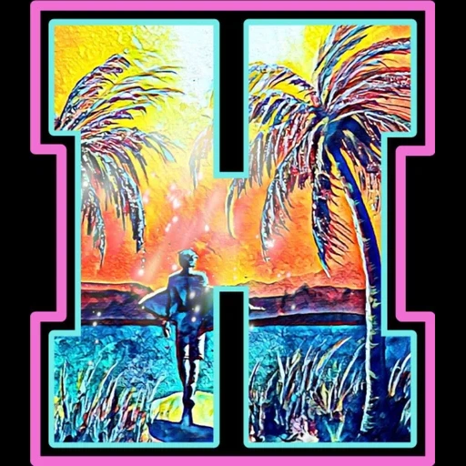 immagine, disegno di palme, foto di palma, palma con vernici, palma pastel sunset