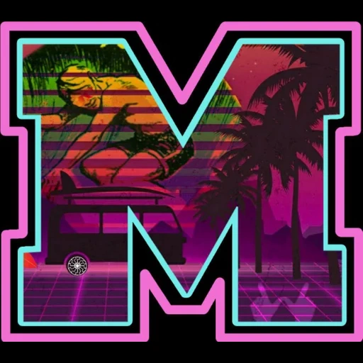 savant, jovem, ícone maks-m, logotipo de jogo de computador, onda retrô do triângulo de miami