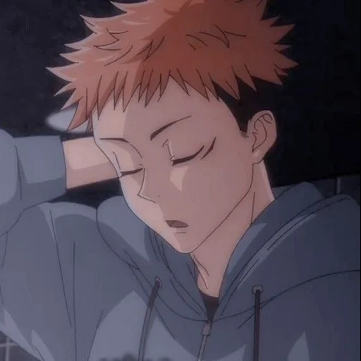 yuji itadori, anime boys, anime boys, itadori yuji está dormindo, anime personagens meninos