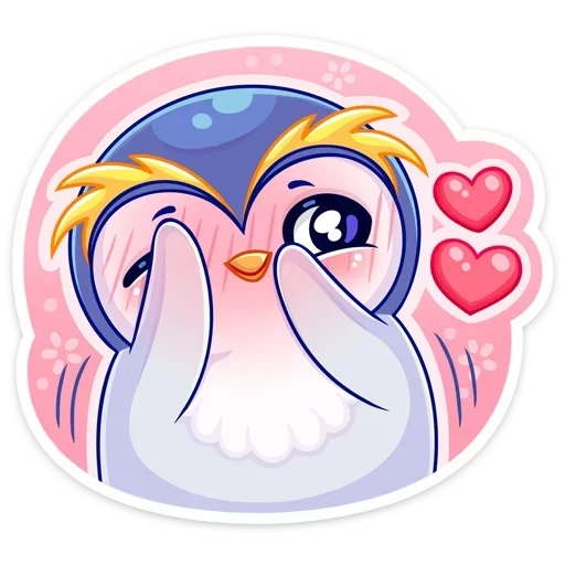 yuki, corazones, pingüino yuki