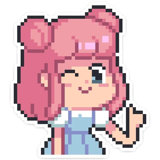 lindo, animación, japón y los estados unidos, rosa, pixel píxel