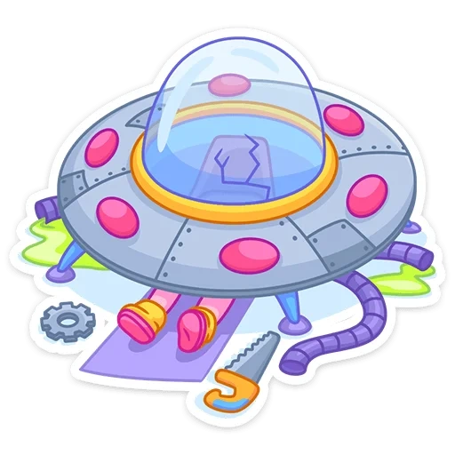 flying saucer doodle, flying saucer with a white background for children