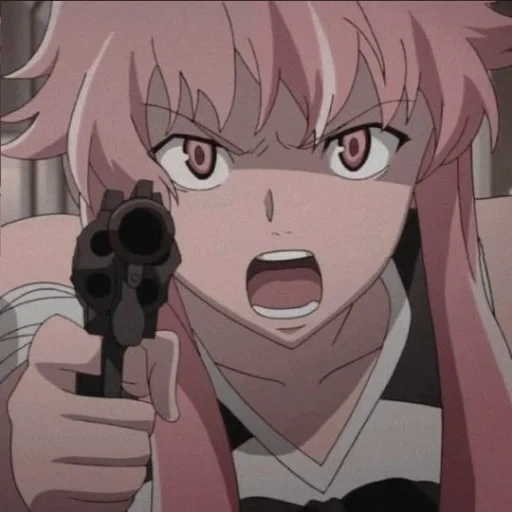 yuno gaisai, youno gasai anime, anime charaktere, tagebuch der zukunft, anime mädchen pistole