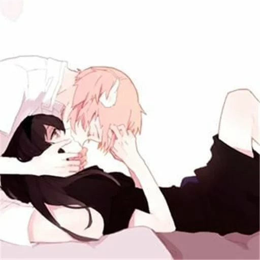 милые аниме пары, сакура учиха, пары аниме, аниме обнимашки в кровати, аниме парочки