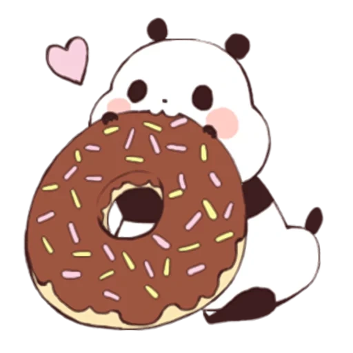panda donut, gambar kawaii yang lucu, menggambar donk manis, panda donut kawyan, donat dengan sketsa muzzle