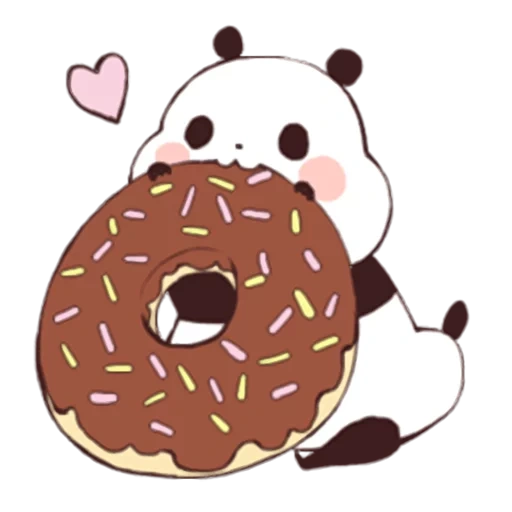 dona panda, lindos dibujos de kawaii, dibujo dulce de donk, donut kawyan panda, donas con bocetos de bozales