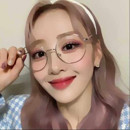 asiatique, les filles, jihyo deux fois, maquillage sucré avec des lunettes, blogger du carnaval fille tiktoka