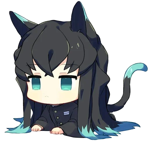 tokito muichiro, personagens de anime, catetas não são anime, muichiro tokito chibi, chibi com cabelo preto