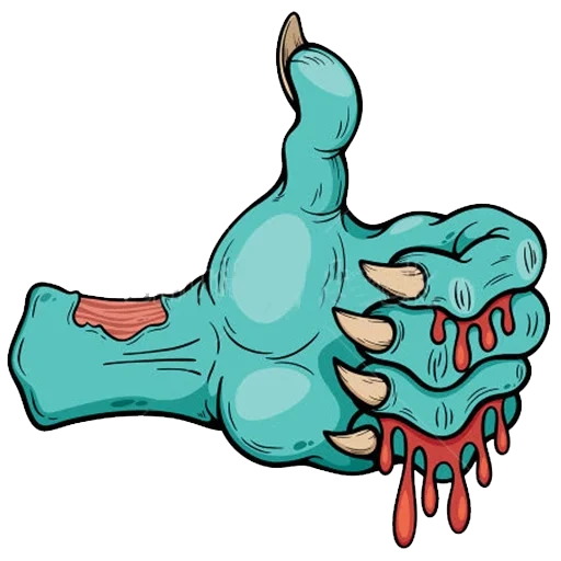 часть тела, зомби рука, zombie hand, мультяшная рука зомби, виниловая наклейка зомби