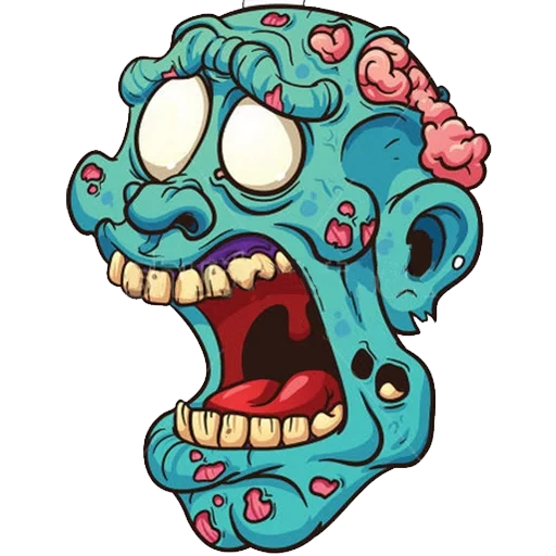 cabeza zombie, arte de la cabeza del zombie, zombie de cabeza de dibujos animados