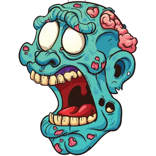 zombie head, zombie head art, cartoon zombie head