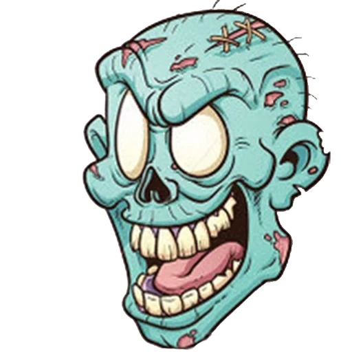 zombi, cabeza zombie, dibujo de zombis, la cabeza del dibujo zombie, la cabeza de un alegre zombie