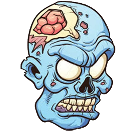 cabeça de zumbi, vetor cerebral zumbi, a cabeça do zumbi vinil, o chefe do vetor de zumbi, zumbi de cabeça de desenho animado