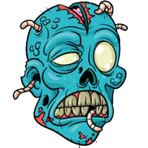 zombi, la cara del zombi, cabeza de zombie, caricatura de cara zombie, zombie de cabeza de dibujos animados
