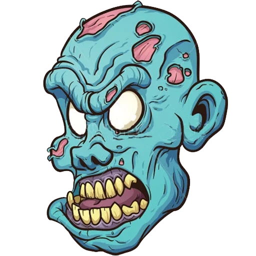 zombie, testa di zombi, disegno di zombi, la testa dello zombi vinile, zombi della testa di cartoni animati