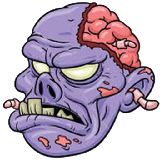 verde, cerebro zombie, cabeza zombie, zombie witsappa, arte de la cabeza del zombie