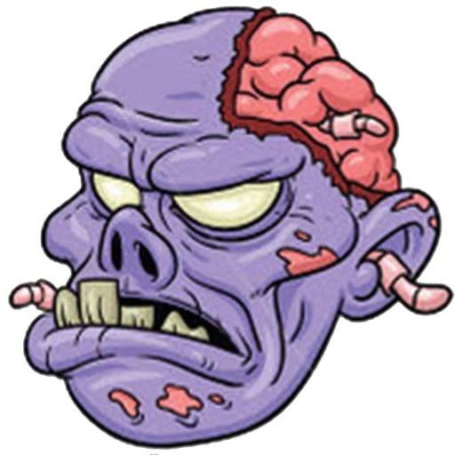 green, zombie brain, zombie head, zombie waitsappa, zombie head art