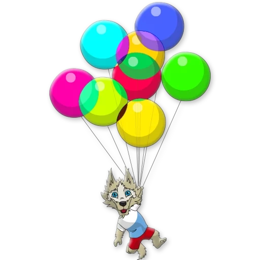 balloons, balloon, raccoon with balls, the clown of the balloon, blood ball illustration