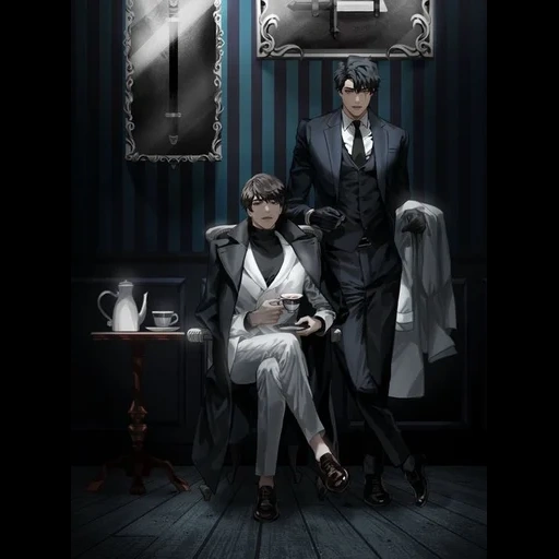 mafia art, mafiosi art, anime male, boss of the mafia art, kim dokja and yoo jong hyuk