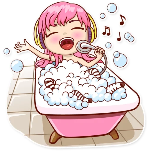 figure, take a bath in the bathroom, cartoon girl wash, the girls are taking a bath, baby bathtub vector