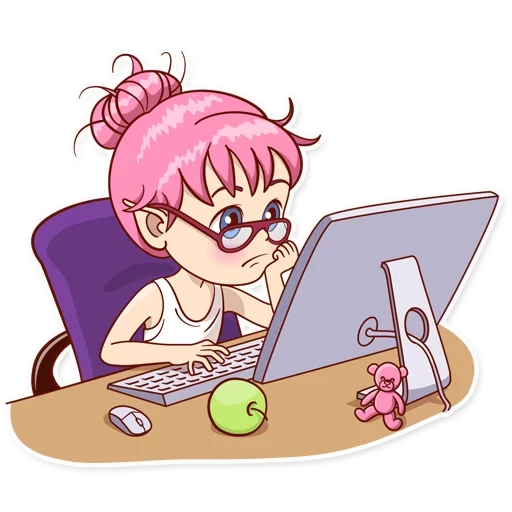 girl, hacker girl, working girl, beginner's illustration