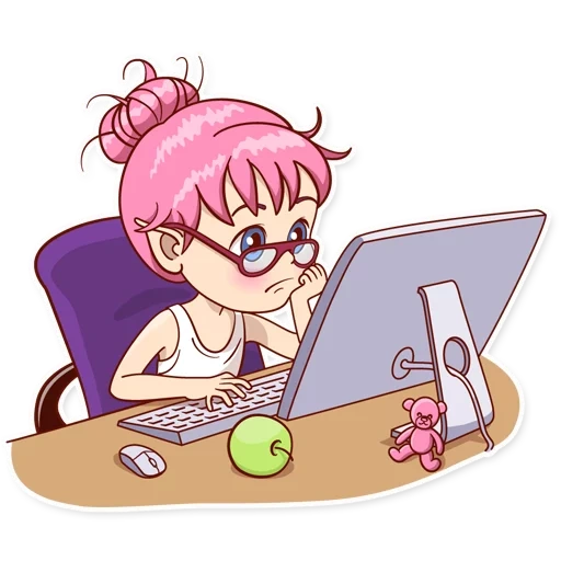 muchachas, chica hacker, trabajamos chicas, ilustración para principiantes