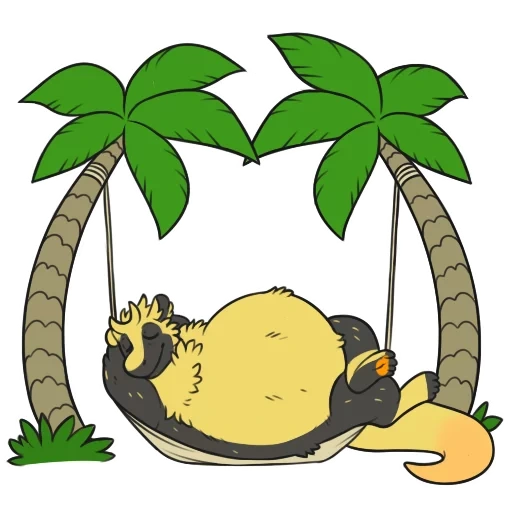 пальма, palm tree, остров пальма, кокосовая пальма, панда гамаке рисунок