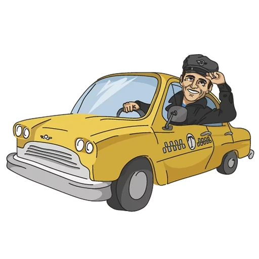 zênite, táxi, zenit e, desenho do motorista do táxi