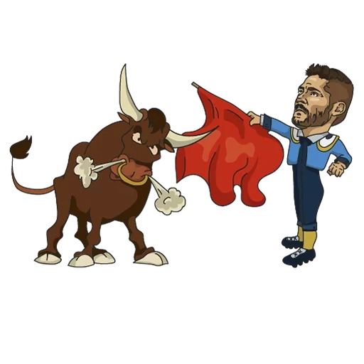 bulls, bulls, hombre, toro enojado, cartoon de vaca