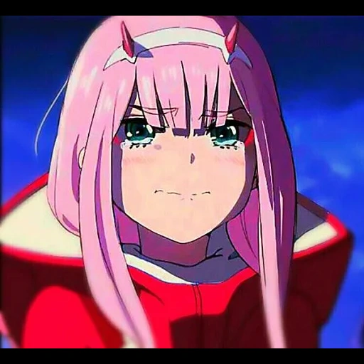 anime girl, zero two cry, cartoon characters, sweetheart is in franks, franks favorite