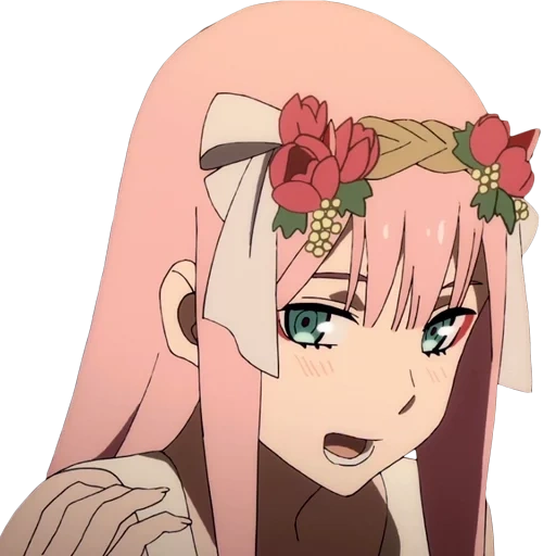 zero two, zero two anime, zero two render, cero dos coronas, carácter de animación lindo en franks