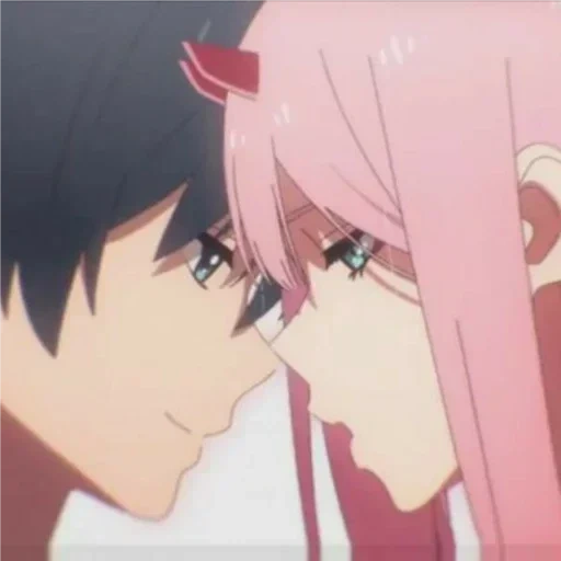аниме пары, аниме милые, аниме персонажи, хиро защищает 02, аниме любимый во франксе поцелуй