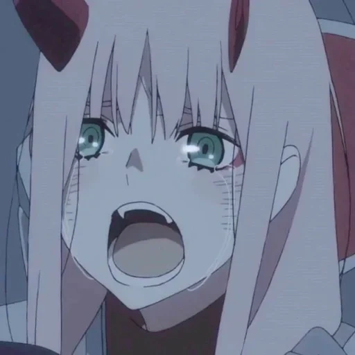 zero two, anime zero two, zero way crying, cartoon characters, zero way crying screen