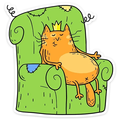 gatos, yema de huevo, el gato es un sillón, sofá de gato de dibujos animados