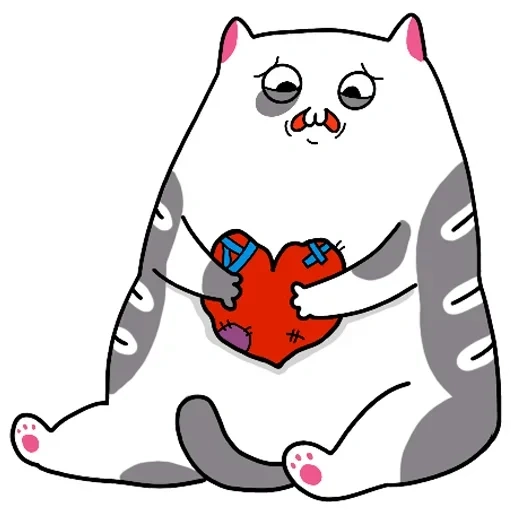 gatos, gordo, um gato com um coração, girobarsic lat