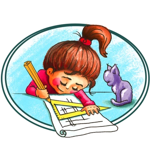 lektionen, für kinder, studentin, oseeva blue illustration blätter, illustration für die geschichte blau verlässt oseeva