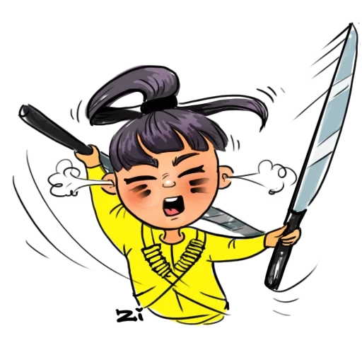 lindo, humano, vector samurai, dibujo de samurai