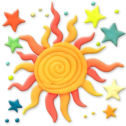 зодиак, символ солнца, солнце пластилином, абстрактные значки солнца
