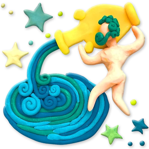 mermaid, a figurine, aquarius ecliptic, plasticine painting, magic plasticine