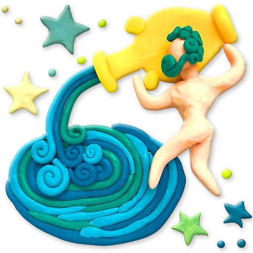 putri duyung, angka, aquarius zodiac, gambar plastisin, magic plasticine