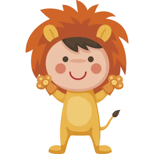 лев детский, клипарт милый лев, знак зодиака лев детей, львенок девочка рисунок, ребенок костюме льва вектор графика