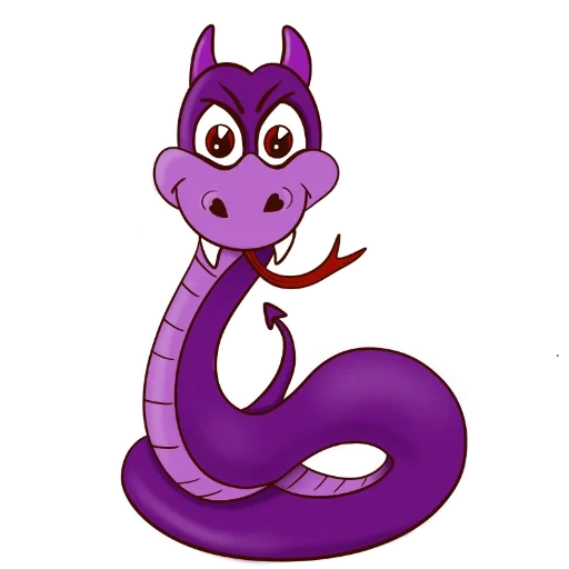 фиолетовая змея, фиолетовый змей, фиолетовая змея мультяшная
