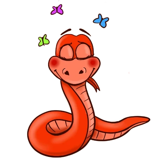 красная змея, рисунок змеи, змея рисунок детей
