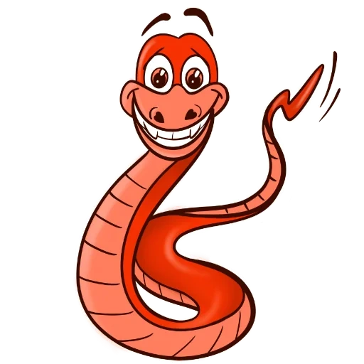змея рисунок, красная змея, змея мультика, змея мультяшная, змея рисунок детей