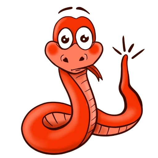 dessin de serpent, serpent du dessin animé, serpent orange, serpent d'enfants