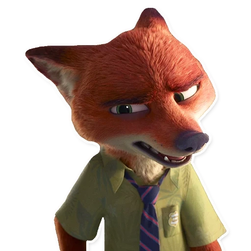 nick wilde, nick der pelzbär, fuchs mit tierfell, fox animal city, aufkleber für pelzbär und fuchs